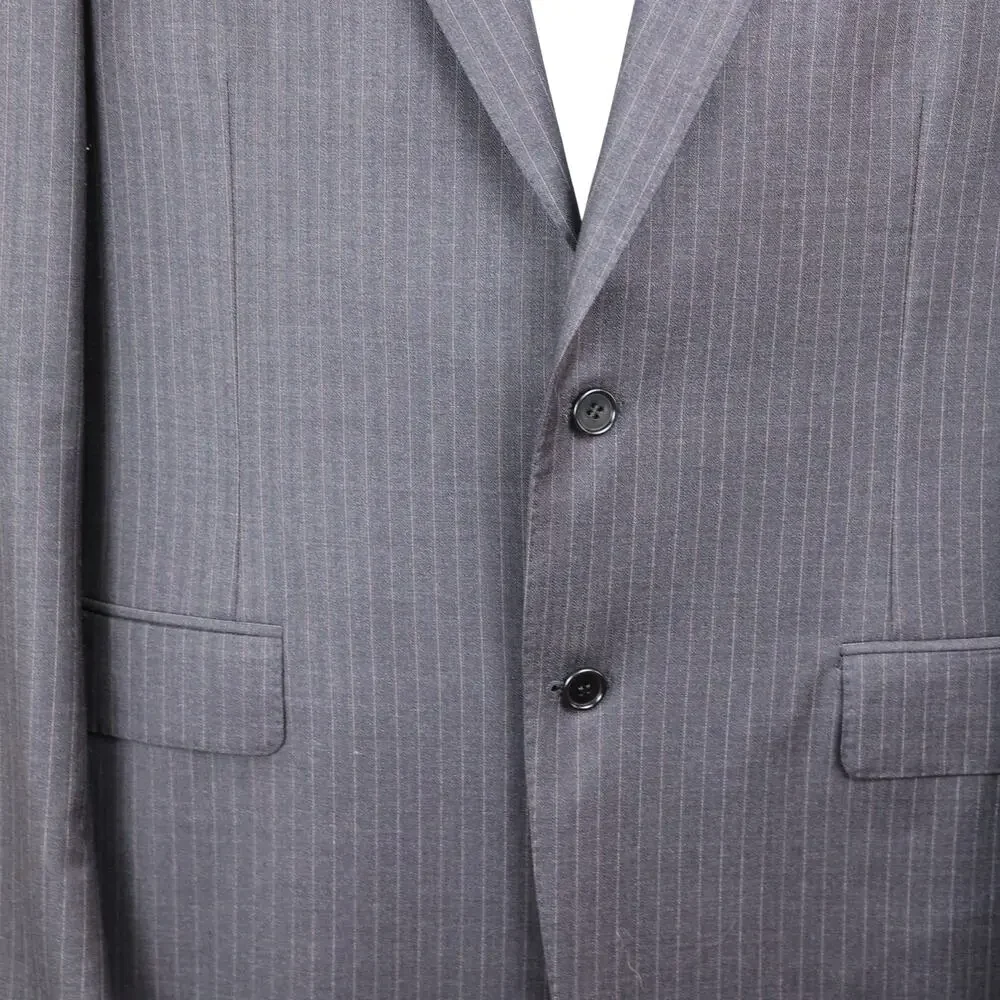 Canali Charcoal grey pinstripe pure wool mens suit jacket 52